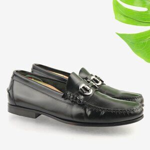 Santoni Mens Horsebit Loafers Size 9 D Black Leather Moc Toe Dress Shoes Italy